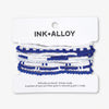 Game Day Color Block Beaded 10 Strand Stretch Bracelets Blue and White Wholesale