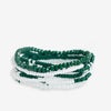 Game Day Color Block Beaded 10 Strand Stretch Bracelet Set Dark Green + White Wholesale