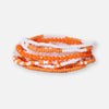 Game Day Color Block Beaded 10 Strand Stretch Bracelets Orange and White Wholesale