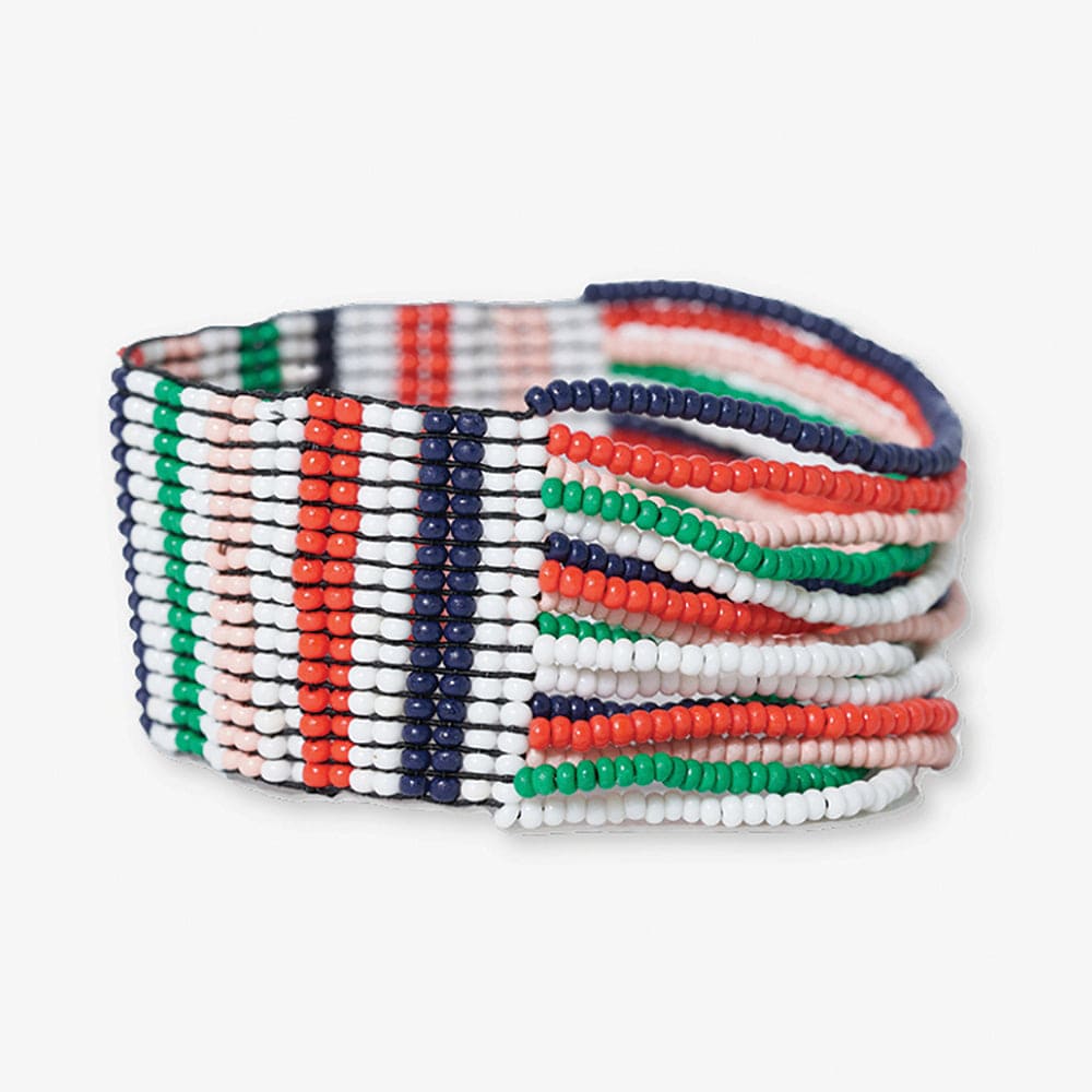 Charlie Vertical Uniform Stripes Half Woven Beaded Stretch Bracelet St. Tropez Wholesale