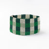 Kendall Gingham Beaded Stretch Bracelet Green