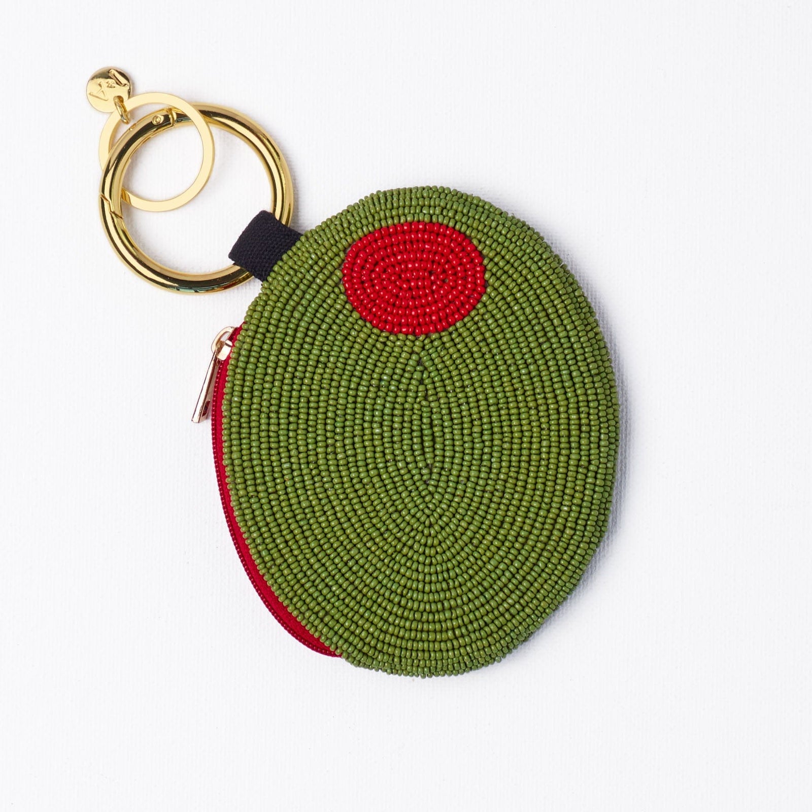 Mary Olive Beaded Coin Purse Green + Red Wholesale