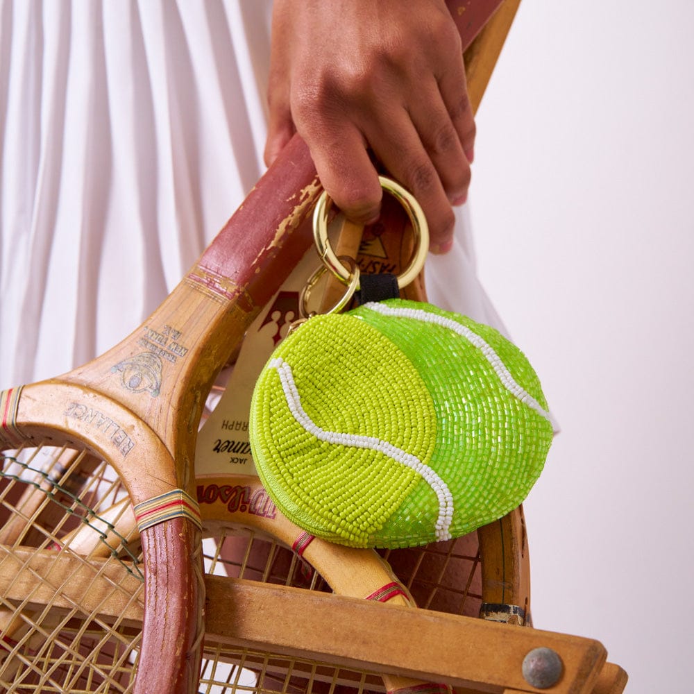 Mary Tennis Ball Beaded Coin Purse Bright Yellow + Green Wholesale