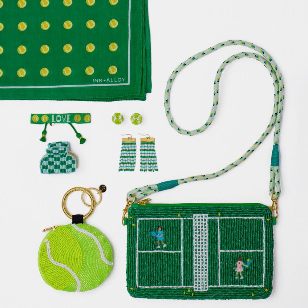 Mary Tennis Ball Beaded Coin Purse Bright Yellow + Green Wholesale