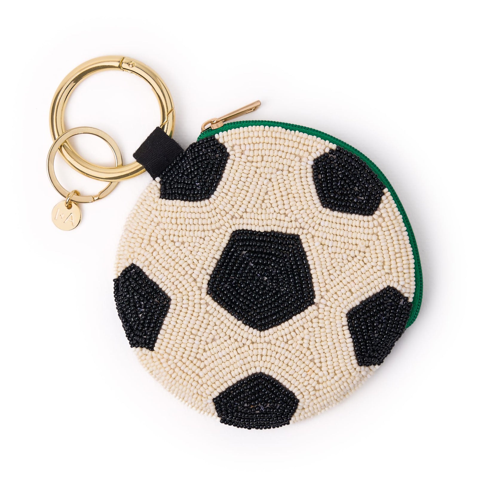 Mary Soccer Beaded Coin Purse Black + White Wholesale