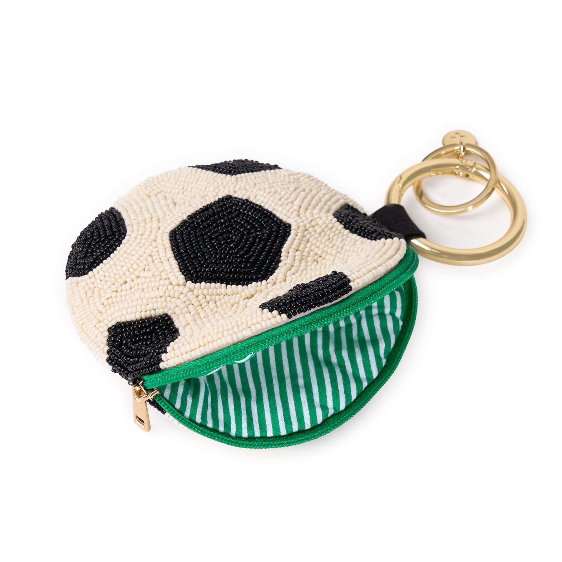 Mary Soccer Beaded Coin Purse Black + White Wholesale