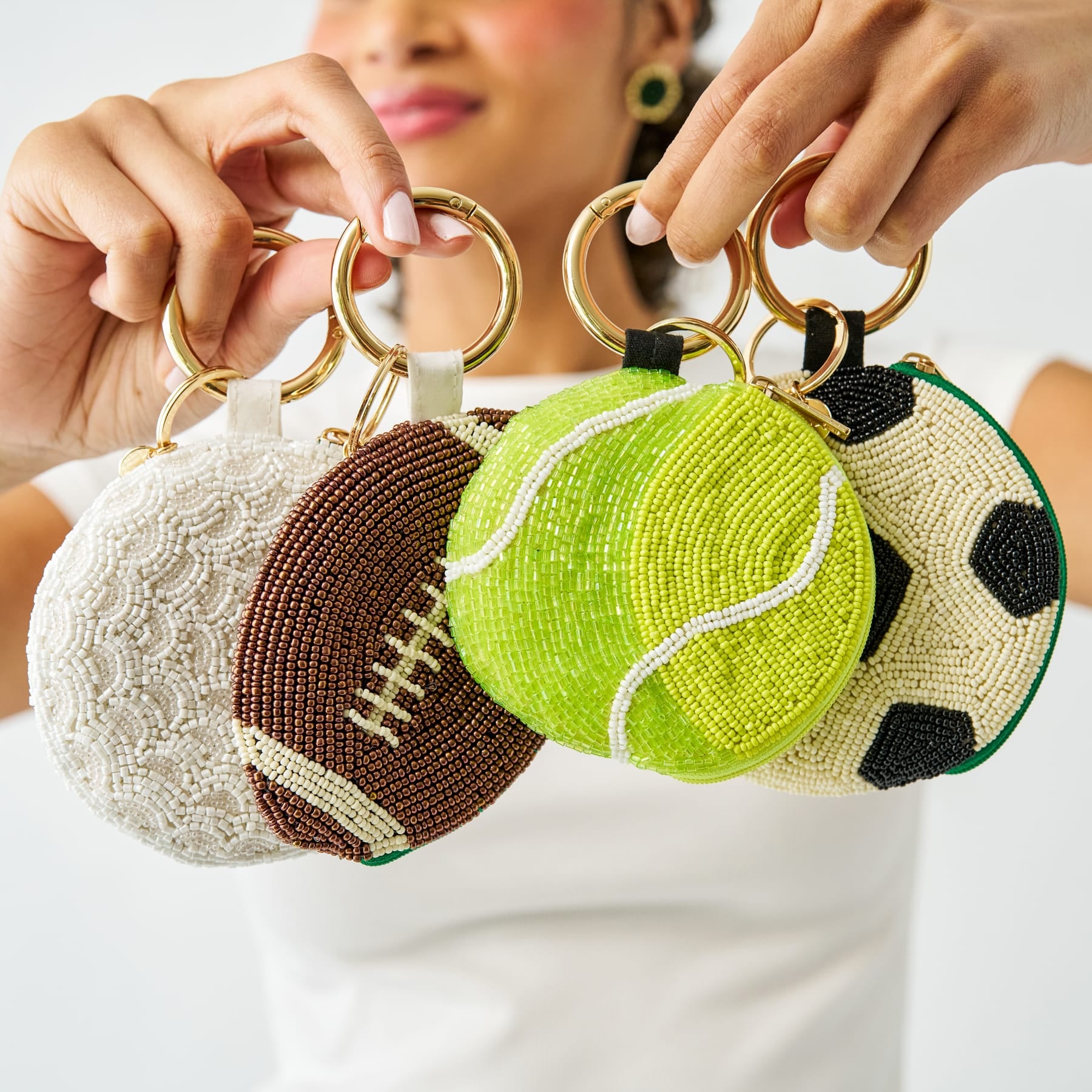 Mary Football Beaded Coin Purse Brown Wholesale