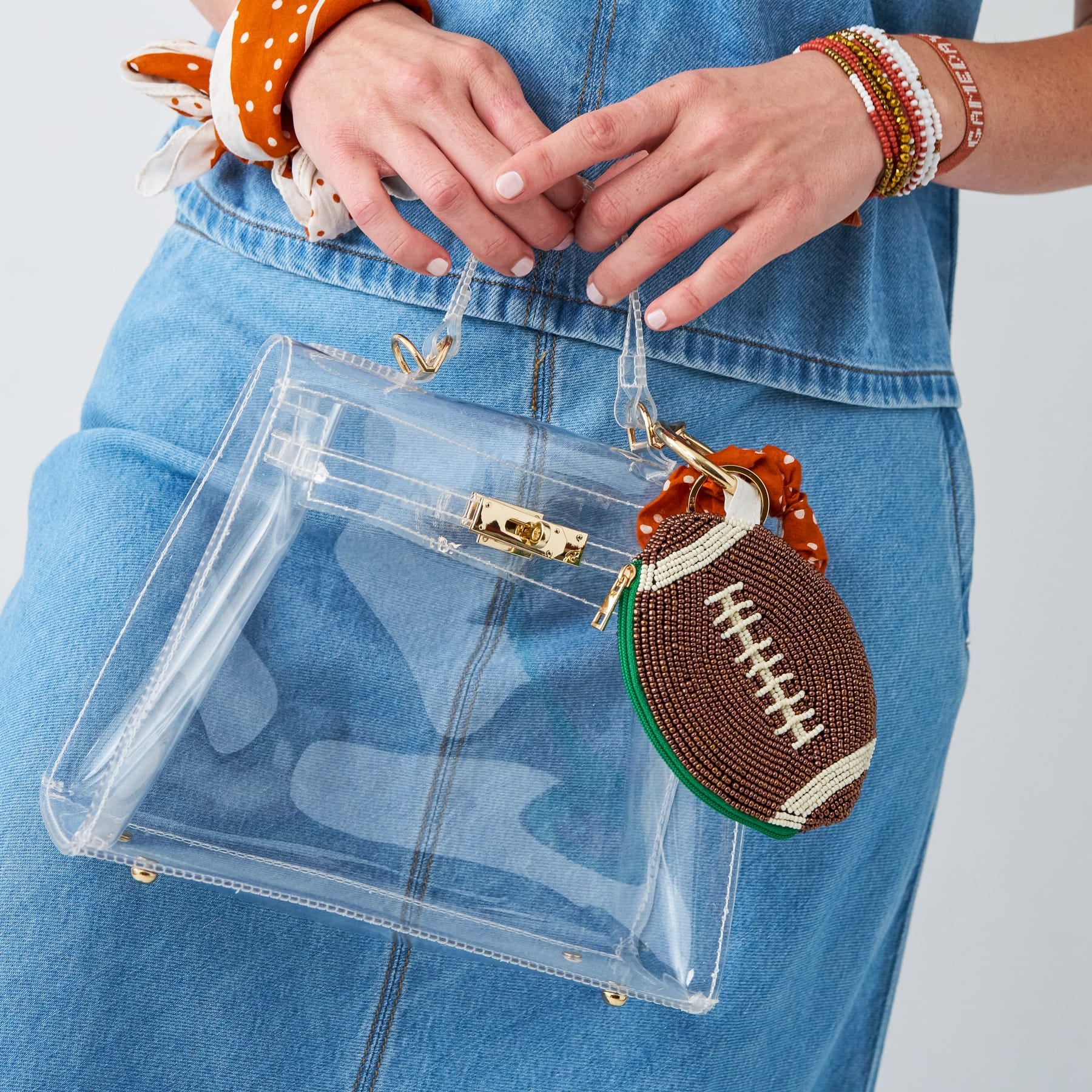 Mary Football Beaded Coin Purse Brown Wholesale