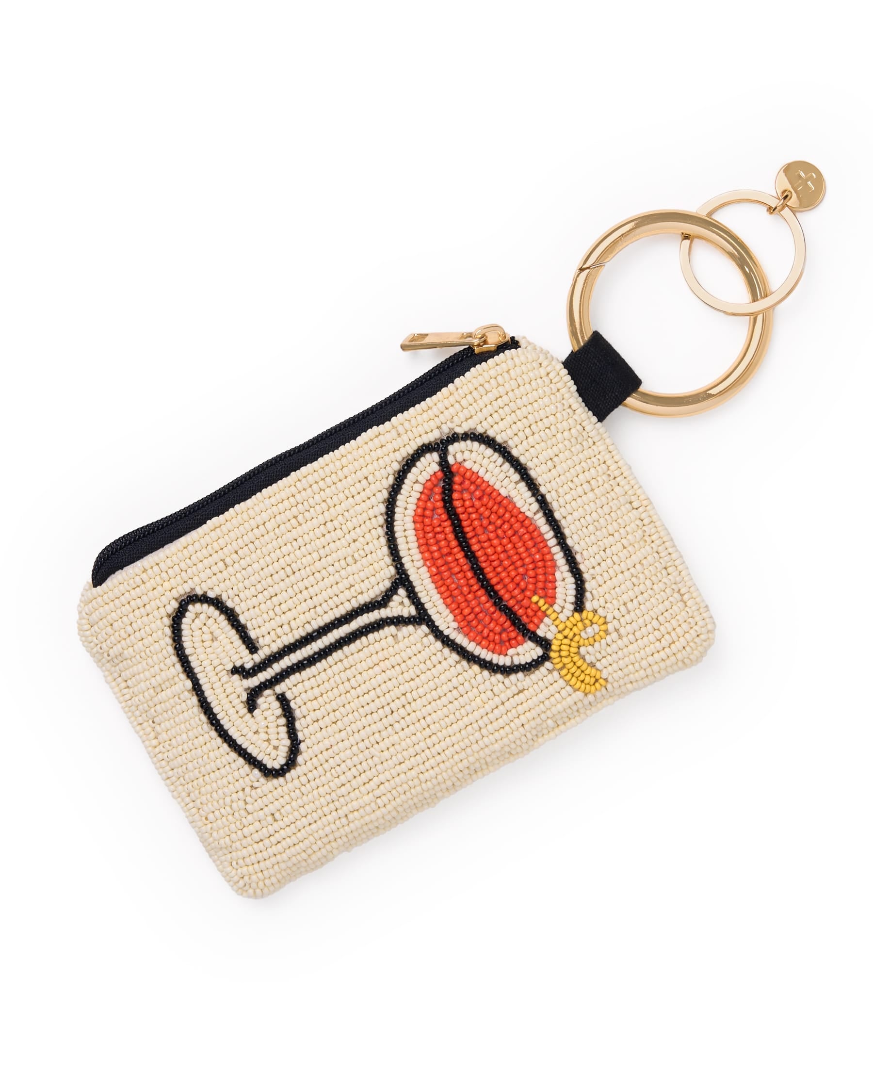 Mary Drinks Beaded Coin Purse Ivory