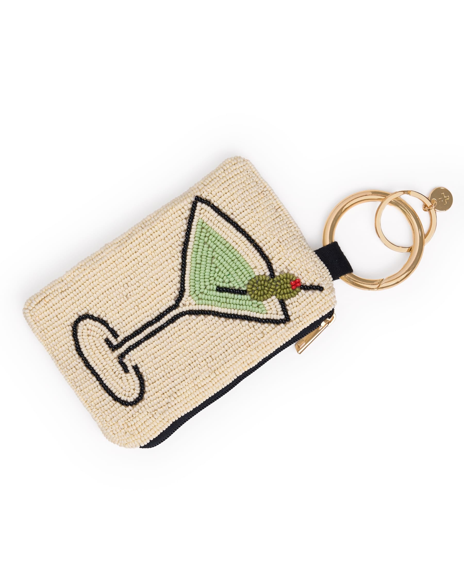 Mary Drinks Beaded Coin Purse Ivory