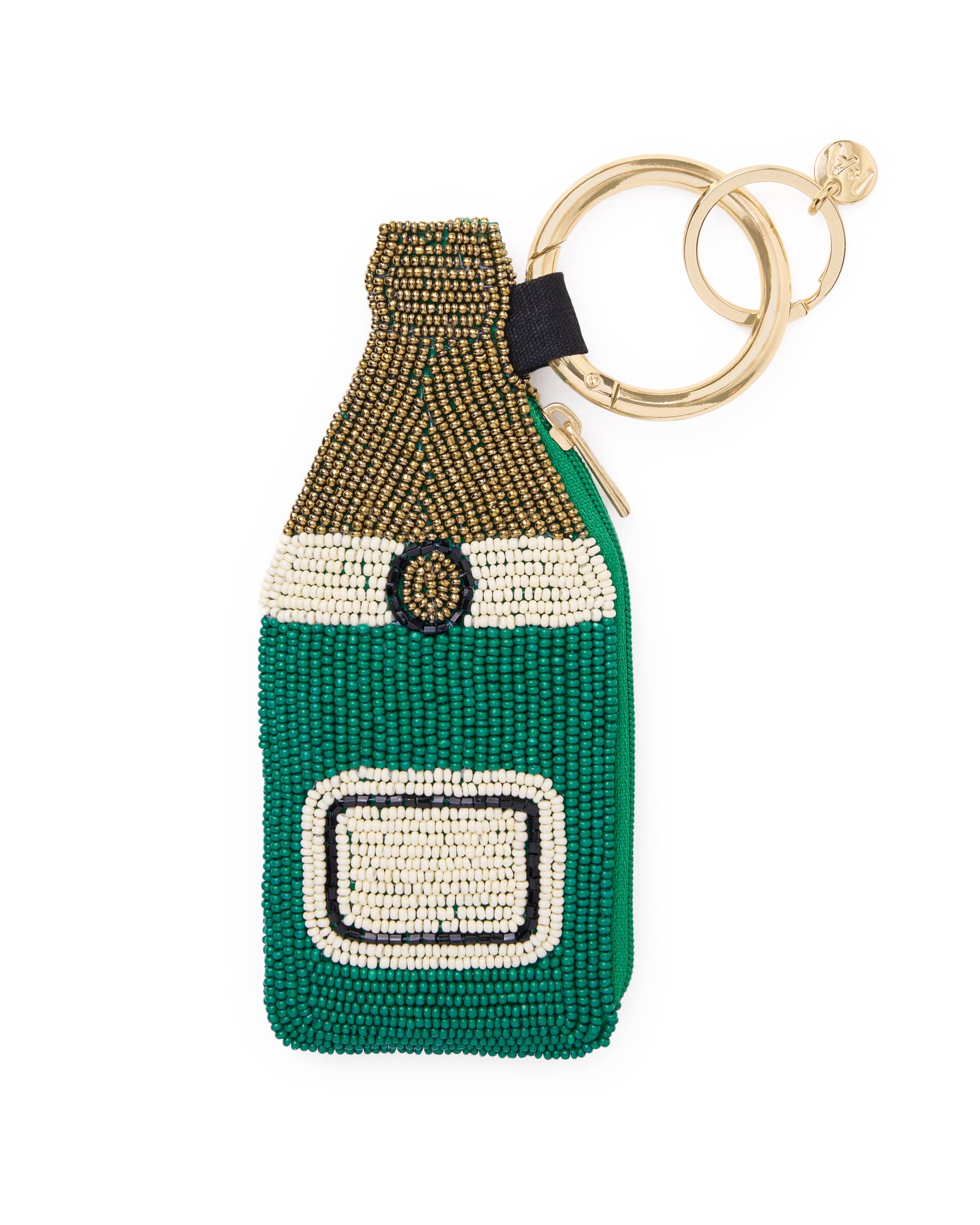 Mary Champagne Bottle Beaded Coin Purse Green