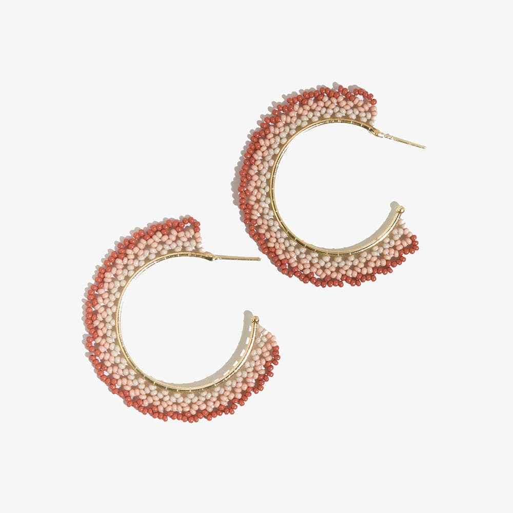 Eve Ombre Beaded Hoop Earrings Blush Wholesale