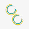 Eve Ombre Beaded Hoop Earrings Lemon and Turquoise Wholesale