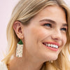 Agnes Faire Isle Confetti Beaded Fringe Earring Green Wholesale