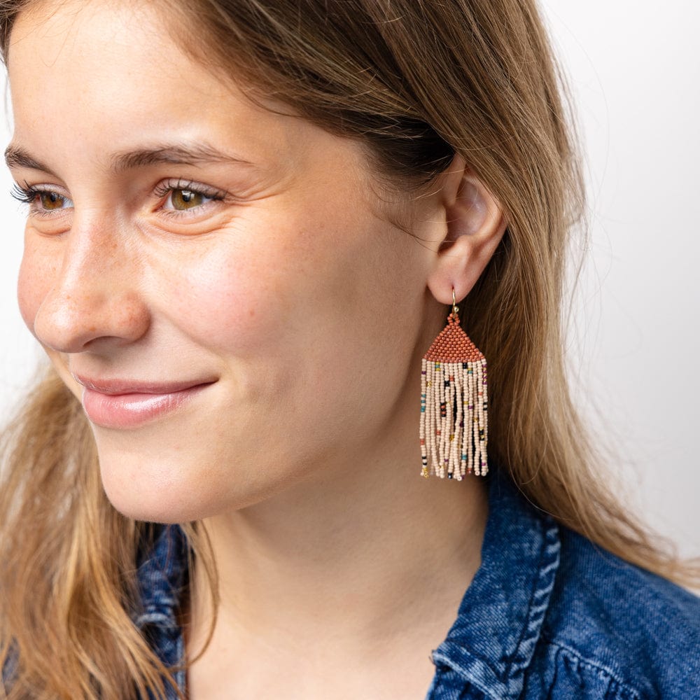 Agnes Confetti Beaded Fringe Earring Desert Wholesale