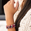 Marcy Multi Stripe Beaded Bracelet Hot Pink Wholesale