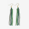 Melissa Speckled Border With Solid Middle Beaded Fringe Earrings Bright Emerald Wholesale