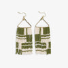 Whitney Shifting Blocks Beaded Fringe Earrings Avocado Wholesale