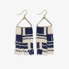 Whitney Shifting Blocks Beaded Fringe Earrings Navy Wholesale