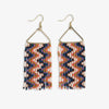 Whitney Wavy Beaded Fringe Earrings Citron and Coral Wholesale