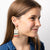 Whitney Scalloped Beaded Fringe Earrings Black/Lt. Blue