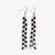 June Mini Checked Pattern Petite Beaded Fringe Earrings Black Wholesale
