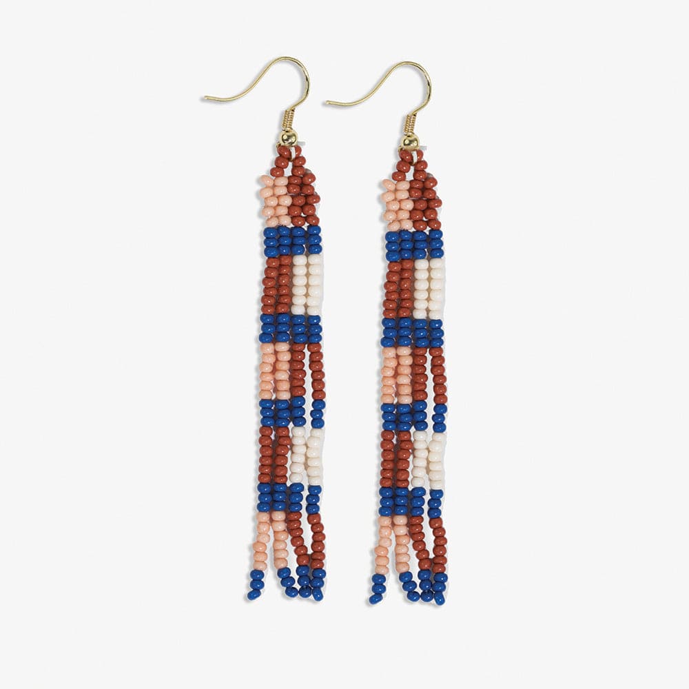 June Checks And Stripes Petite Beaded Fringe Earrings Sedona Wholesale