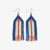 Dolly Thick Outline Beaded Fringe Earrings Rust and Lapis Wholesale