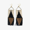 Brooke Split Diamond Beaded Fringe Earrings Black Wholesale