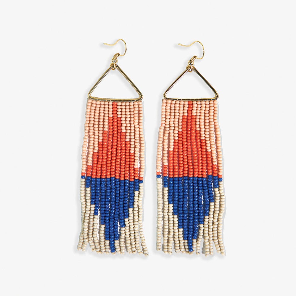 Brooke Split Diamond Beaded Fringe Earrings Coastal Wholesale