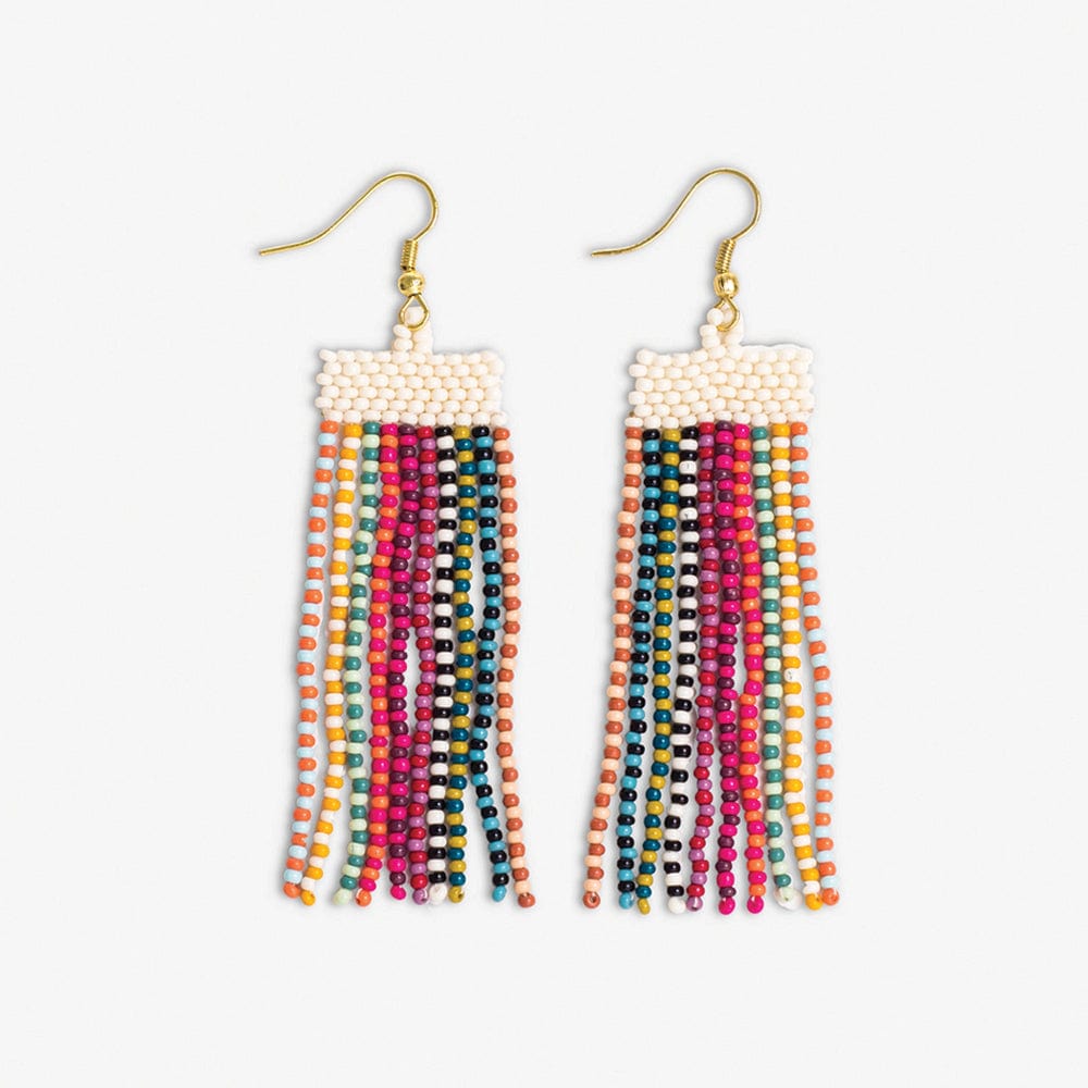 Adaline Alternating Two-Tone Strands Beaded Fringe Earring Multicolor Wholesale