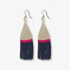 Lennon Color Block Stripe Beaded Fringe Earrings Navy Wholesale