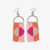 Allison Half Circle Color Block Beaded Fringe Earrings Hot Pink Wholesale