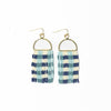 Allison Gingham Beaded Fringe Earrings Blue