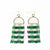 Allison Gingham Beaded Fringe Earrings Green