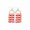 Allison Gingham Beaded Fringe Earrings Pink