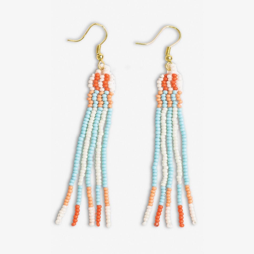 Melissa Alternating Two Color Grids Petite Beaded Fringe Earrings Amalfi Wholesale