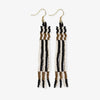 Melissa Alternating Two Color Grids Petite Beaded Fringe Earrings Black Wholesale