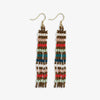 Melissa Horizontal Stripes Petite Beaded Fringe Earrings Teal and Poppy Wholesale