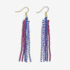 Melissa Speckled Border With Solid Middle Beaded Fringe Earrings Royal Blue Wholesale