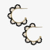 Luna Beaded Scallop Gold Hoop Black Wholesale