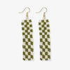 Harriet Woven Top Gingham Beaded Fringe Earrings Avocado Wholesale