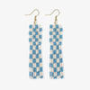 Harriet Woven Top Gingham Beaded Fringe Earrings Light Blue Wholesale