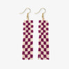 Harriet Woven Top Gingham Beaded Fringe Earrings Magenta Wholesale