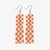 Harriet Woven Top Gingham Beaded Fringe Earrings Orange Wholesale