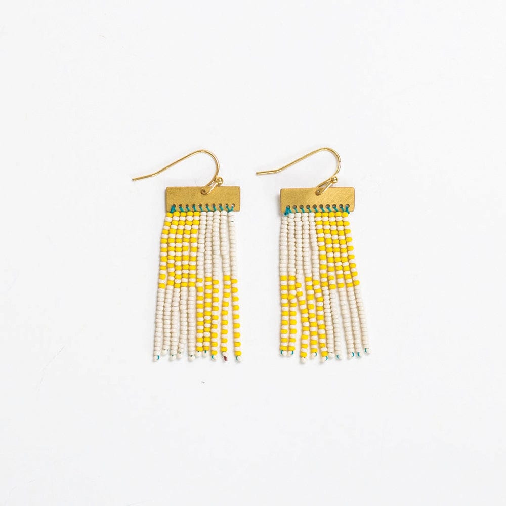 Scout Rectangle Hanger Blocks With Stripes Beaded Fringe Earrings Lemon Wholesale