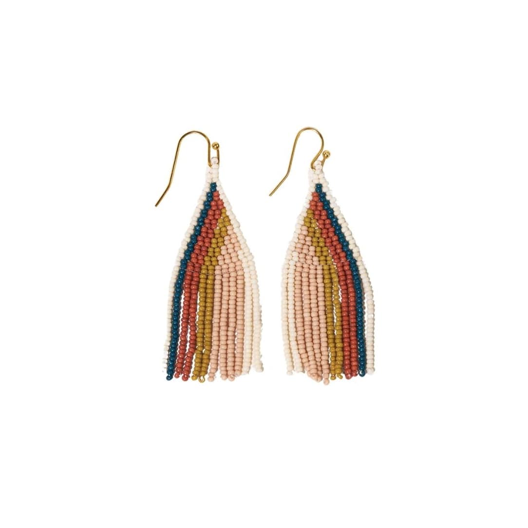 Audrey Vertical Stripe Petite Beaded Fringe Earrings Desert Wholesale