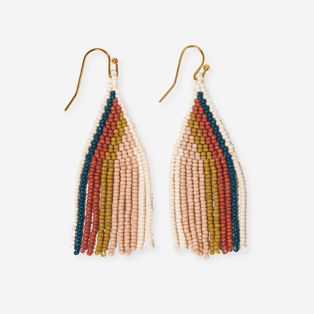 Audrey Vertical Stripe Petite Beaded Fringe Earrings Desert Wholesale