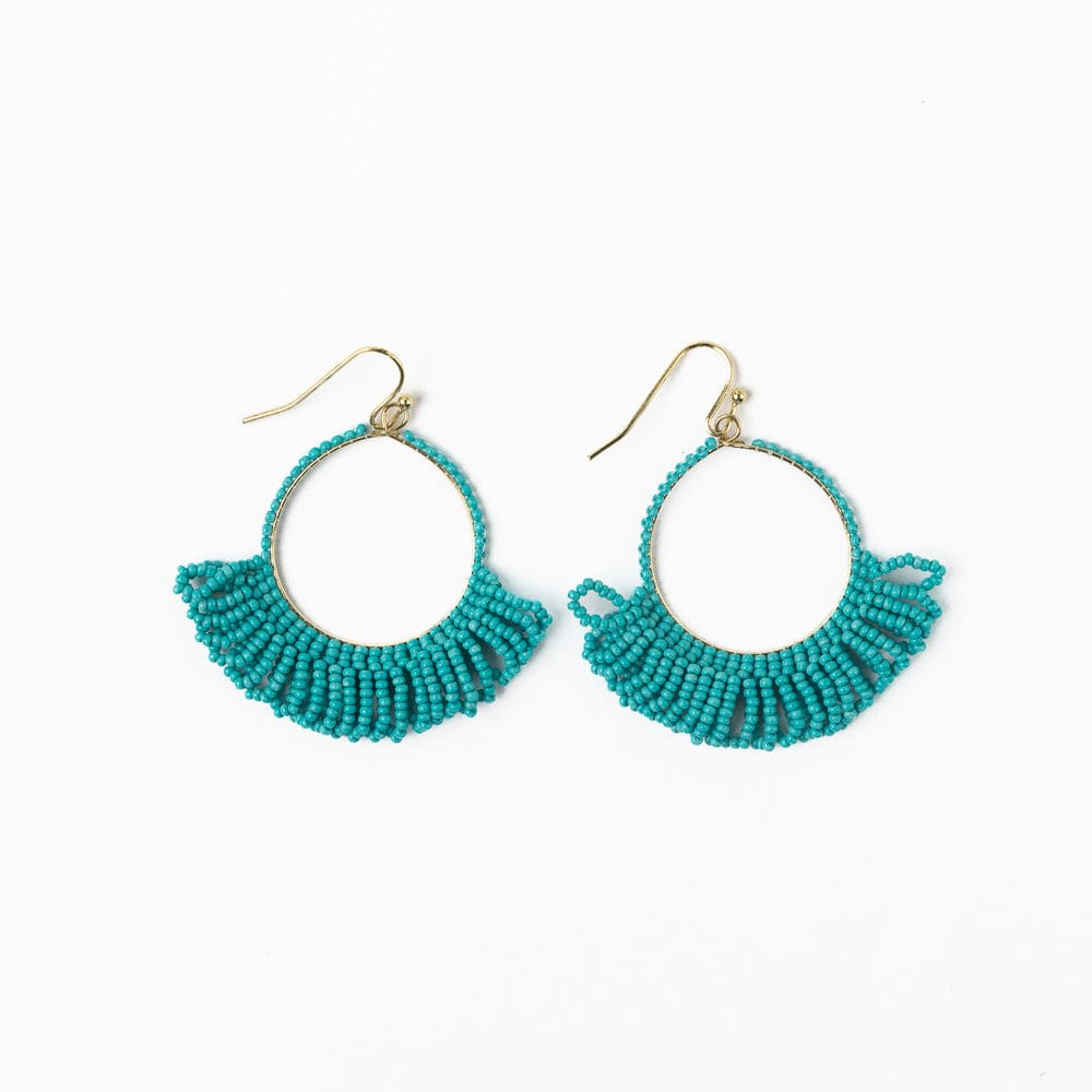 Kendra Fringe Hoop Sead Bead Earring Turquoise