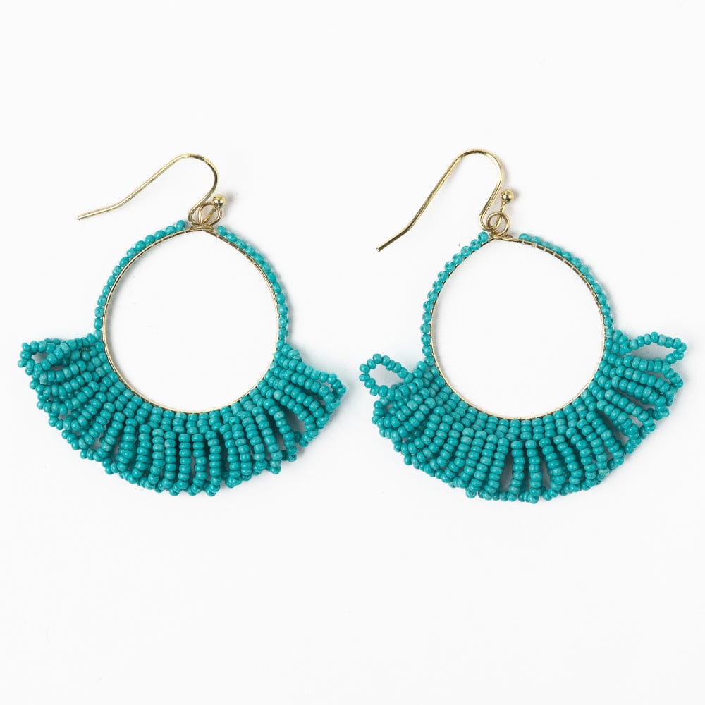 Kendra Fringe Hoop Seed Bead Earring Turquoise